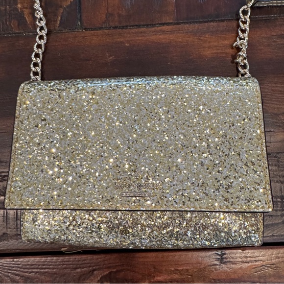 Kate Spade Gold Glitterbug Cami Convertible Crossbody Bag. GUC. - Picture 3 of 7